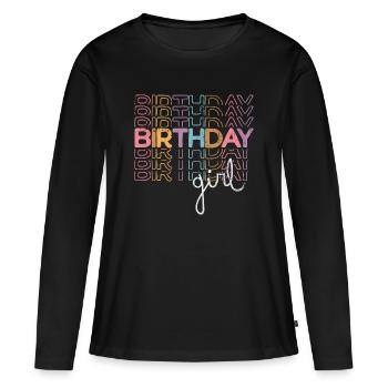 Graffiti de fille d’anniversaire néon - T-shirt manches longues Premium bio Femme - noir - Devant - Julia (174cm)