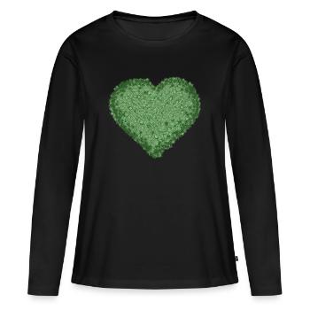 coeur de mousse décorative vert juteux - T-shirt manches longues Premium bio Femme - noir - Devant - Julia (174cm)
