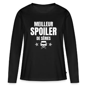 spoiler, fan de cinéma, fan de séries - T-shirt manches longues Premium bio Femme - noir - Devant - Julia (174cm)