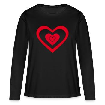 coeur rouge coeur rouge coeur rouge coeur rouge - T-shirt manches longues Premium bio Femme - noir - Devant - Julia (174cm)