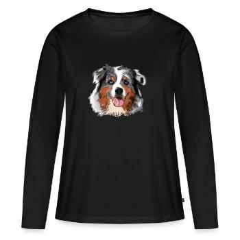 Australian Shepherd - Frauen Premium Bio Langarmshirt - Schwarz - Vorne - Julia (174cm)