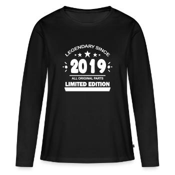 2019 - Jahrgang 2019 - Baujahr 2019 Spruch - Frauen Premium Bio Langarmshirt - Schwarz - Vorne - Julia (174cm)