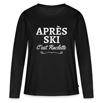 ski, fan de ski, station de ski - T-shirt manches longues Premium bio Femme - noir - Devant - Julia (174cm)