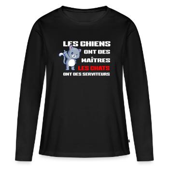 Chats Serviteurs et Chiens Maîtres - T-shirt manches longues Premium bio Femme - noir - Devant - Julia (174cm)