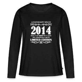 2014 - millésime 2014 - année de construction 2014 - T-shirt manches longues Premium bio Femme - noir - Devant - Julia (174cm)