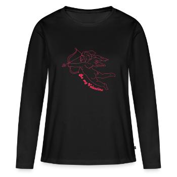 Cupidon Cupidon avec arc et ailes - T-shirt manches longues Premium bio Femme - noir - Devant - Julia (174cm)