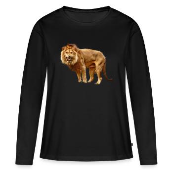 Lion - T-shirt manches longues Premium bio Femme - noir - Devant - Julia (174cm)