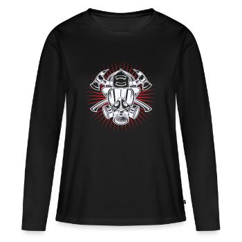 Feuerwehrhelm Brandschutz Feuerwehr Lebensretter - Frauen Premium Bio Langarmshirt - Schwarz - Vorne - Julia (174cm)