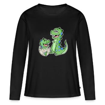 Dinosaur with baby dinosaur - Women's Premium Organic Long Sleeve Shirt - black - Front - Julia (174cm)
