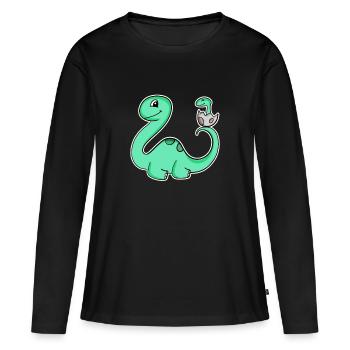 Dinosaur with baby dinosaur - Women's Premium Organic Long Sleeve Shirt - black - Front - Julia (174cm)