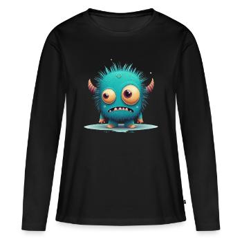 Un étrange monstre à câliner - T-shirt manches longues Premium bio Femme - noir - Devant - Julia (174cm)