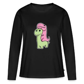 Zwei Dinosaurier - Frauen Premium Bio Langarmshirt - Schwarz - Vorne - Julia (174cm)
