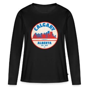 Calgary Skyline Vintage - T-shirt manches longues Premium bio Femme - noir - Devant - Julia (174cm)