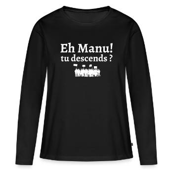 réforme des retraites, retraite, retraites - T-shirt manches longues Premium bio Femme - noir - Devant - Julia (174cm)