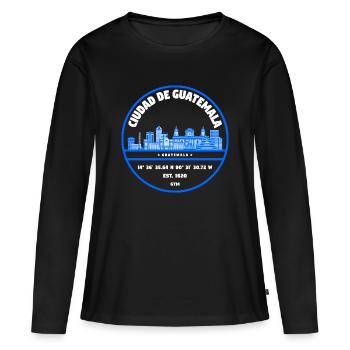 Bleu skyline de Guatemala City - T-shirt manches longues Premium bio Femme - noir - Devant - Julia (174cm)