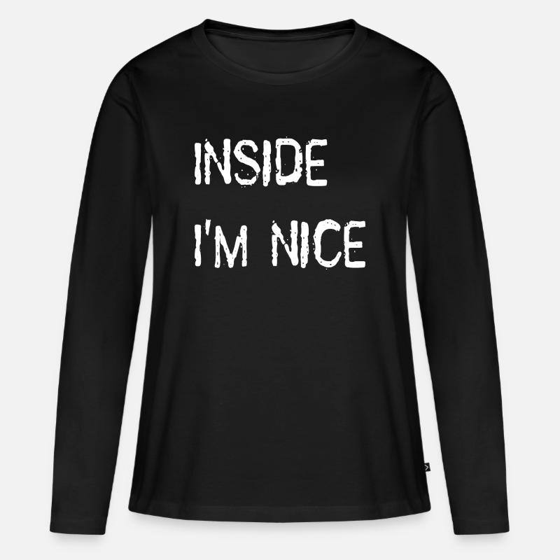 Inside i'm nice - Frauen Premium Bio Langarmshirt - Schwarz