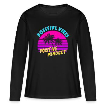 positif Vibrations positives - T-shirt manches longues Premium bio Femme - noir - Devant - Julia (174cm)