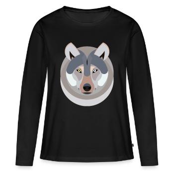 Wolf als Grafik - Frauen Premium Bio Langarmshirt - Schwarz - Vorne - Julia (174cm)