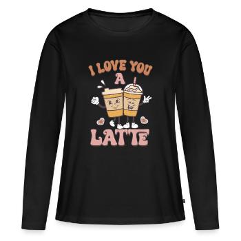 Je t’aime rétro Valentines - T-shirt manches longues Premium bio Femme - noir - Devant - Julia (174cm)