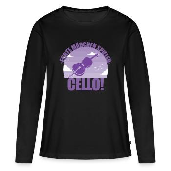 Cello Instrument Musikerin Cellonistin Geschenk - Frauen Premium Bio Langarmshirt - Schwarz - Vorne - Julia (174cm)