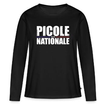 Picole Nationale - T-shirt manches longues Premium bio Femme - noir - Devant - Julia (174cm)