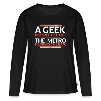 Geek Ram libérant le métro - T-shirt manches longues Premium bio Femme - noir - Devant - Julia (174cm)