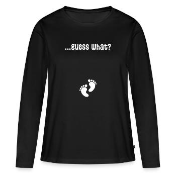 Déclaration de pieds de bébé Grossesse - T-shirt manches longues Premium bio Femme - noir - Devant - Julia (174cm)