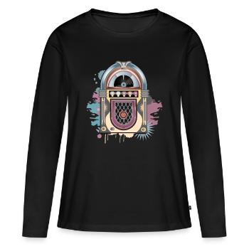 Jukebox au look graffiti rétro aux couleurs vintage - T-shirt manches longues Premium bio Femme - noir - Devant - Julia (174cm)