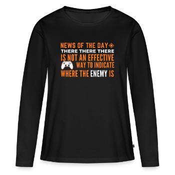 Indication pour trouver l’ennemi - T-shirt manches longues Premium bio Femme - noir - Devant - Julia (174cm)