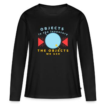 Objekte im Inventar, das wir verwenden - Frauen Premium Bio Langarmshirt - Schwarz - Vorne - Julia (174cm)