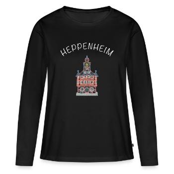 Historisches Rathaus Heppenheim, Hessen - Frauen Premium Bio Langarmshirt - Schwarz - Vorne - Julia (174cm)