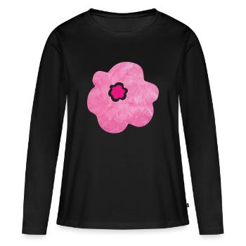 Flower Plush Fluffy Girl Spring Pink Pink Pink - Women's Premium Organic Long Sleeve Shirt - black - Front - Julia (174cm)