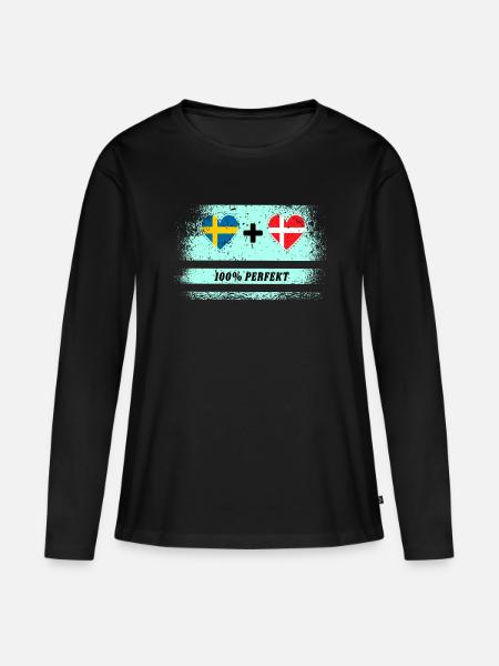 Dänemark und Schweden 100% perfekt / Geschenk - Frauen Premium Bio Langarmshirt - Schwarz