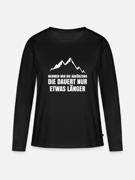 Bergwanderung Lustige Sprüche Wandern Klettersteig - Frauen Premium Bio Langarmshirt - Schwarz