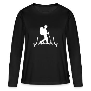 Randonnée Randonnée Randonnée Déclaration Itinéraires de randonnée Nature - T-shirt manches longues Premium bio Femme - noir - Devant - Julia (174cm)