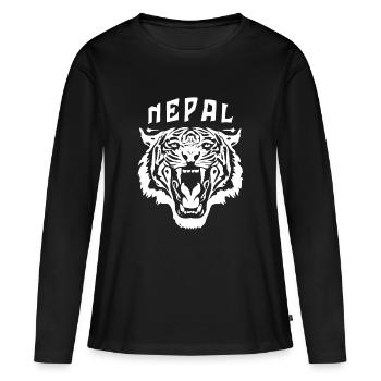 Tête de tigre | Népal - T-shirt manches longues Premium bio Femme - noir - Devant - Julia (174cm)