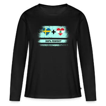 Liban et Suède 100 % parfait / Cadeau - T-shirt manches longues Premium bio Femme - noir - Devant - Julia (174cm)