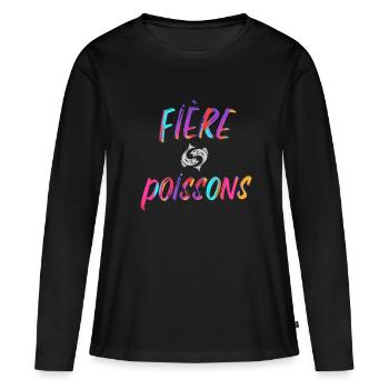 Fière poissons cadeau poissons signe zodiaque - T-shirt manches longues Premium bio Femme - noir - Devant - Julia (174cm)