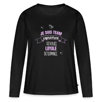 Team capricorne cadeau femme fille capricorne - T-shirt manches longues Premium bio Femme - noir - Devant - Julia (174cm)