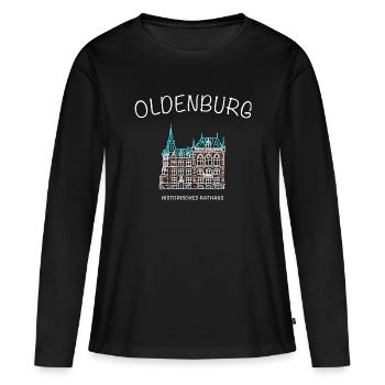 Oldenburg, Historisches Rathaus, Niedersachsen - Frauen Premium Bio Langarmshirt - Schwarz - Vorne - Julia (174cm)