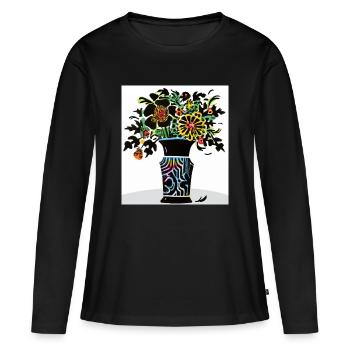 bouquet coloré de fleurs - T-shirt manches longues Premium bio Femme - noir - Devant - Julia (174cm)