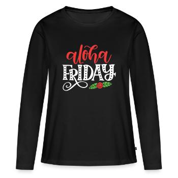 Aloha Vendredi - T-shirt manches longues Premium bio Femme - noir - Devant - Julia (174cm)