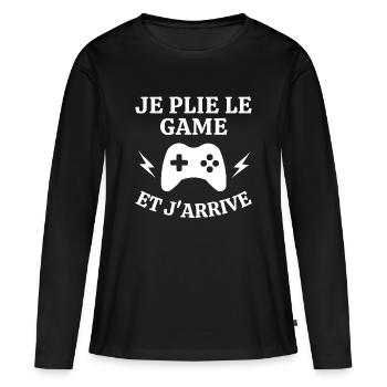 jeux vidéo, gamer, console de jeux - T-shirt manches longues Premium bio Femme - noir - Devant - Julia (174cm)