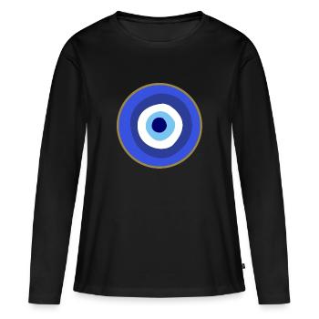 Mauvais œil - T-shirt manches longues Premium bio Femme - noir - Devant - Julia (174cm)