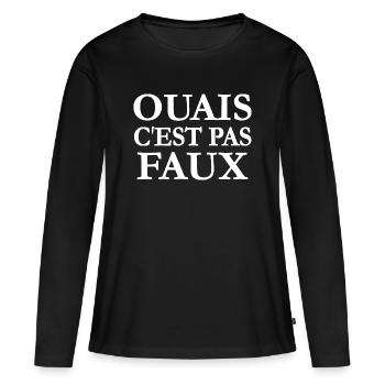 Ouais c'est pas faux - T-shirt manches longues Premium bio Femme - noir - Devant - Julia (174cm)