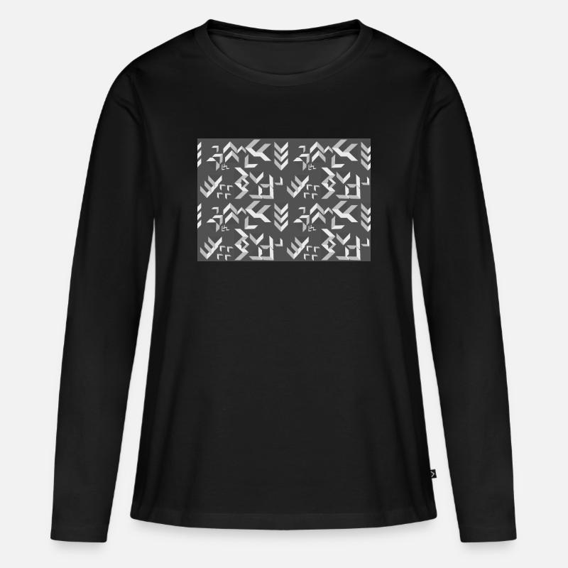 Deco pattern triangles grey-white - Women's Premium Organic Long Sleeve Shirt - black