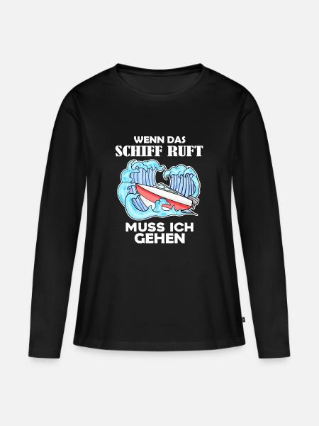 Boote Motorboot Kapitän Boot Seefahrt Geschenk - Frauen Premium Bio Langarmshirt - Schwarz