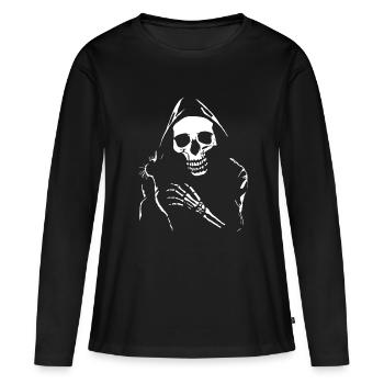 La mort et le chat - T-shirt manches longues Premium bio Femme - noir - Devant - Julia (174cm)