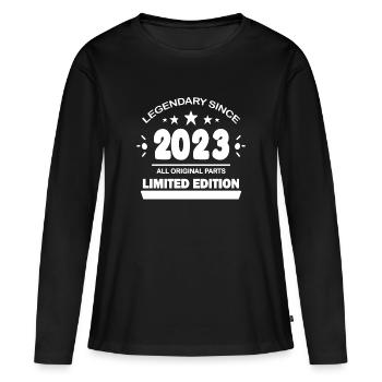 2023 - Année 2023 - Année de construction 2023 - T-shirt manches longues Premium bio Femme - noir - Devant - Julia (174cm)