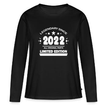 2022 - Année 2022 - Année de construction 2022 - T-shirt manches longues Premium bio Femme - noir - Devant - Julia (174cm)